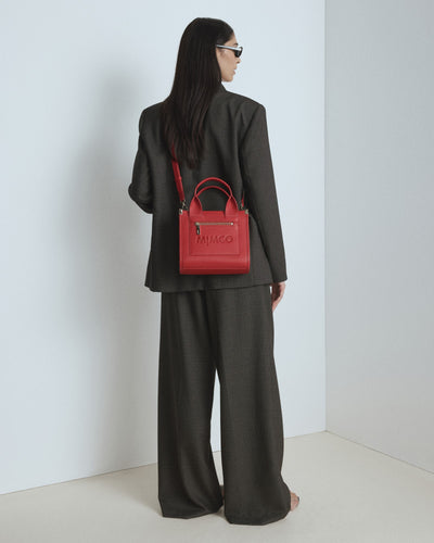 Patch Leather Mini Tote Bag - Lipstick Red