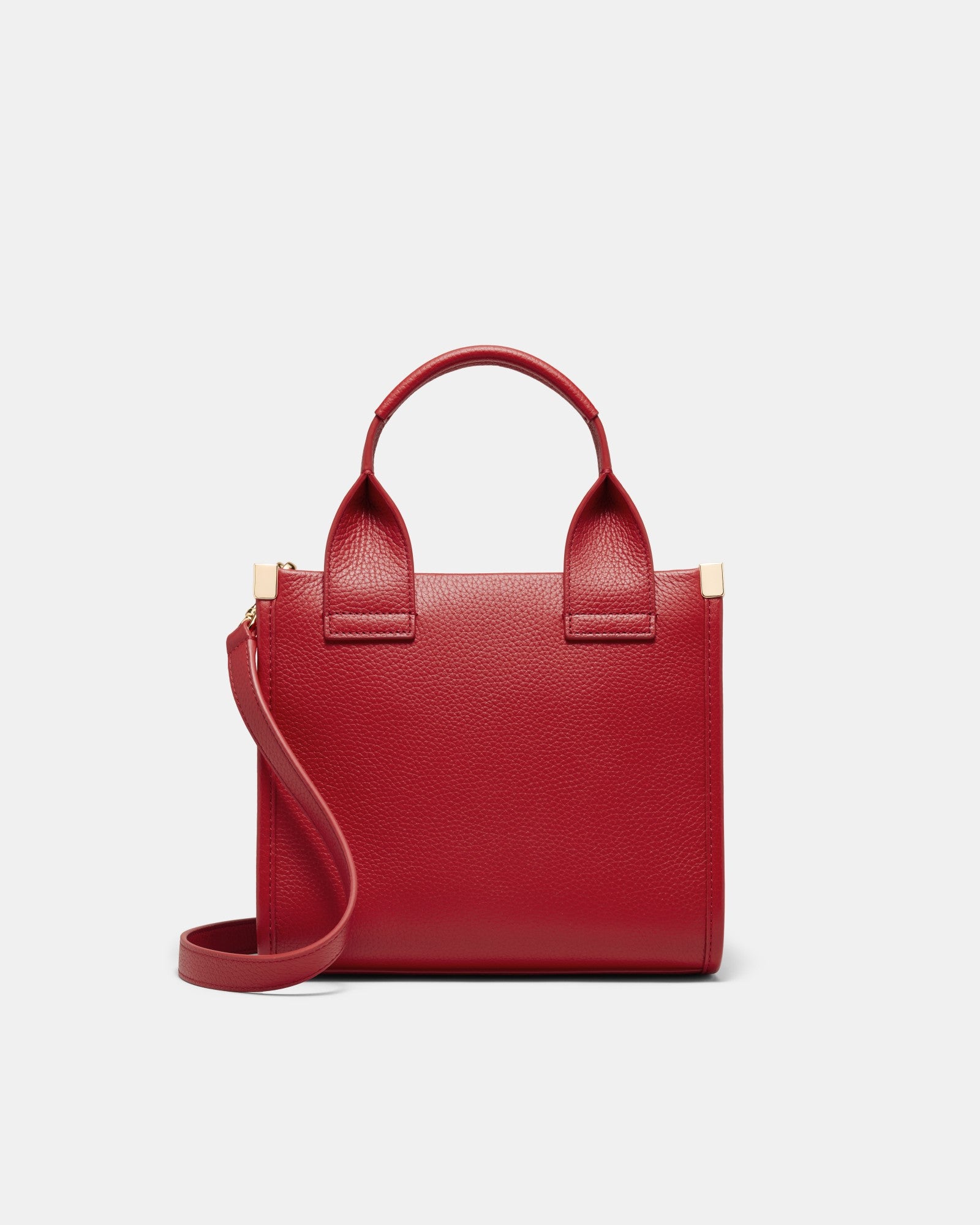 Patch Leather Mini Tote Bag - Lipstick Red