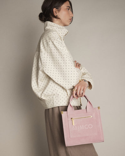 Patch Leather Mini Tote Bag - Pink Salt