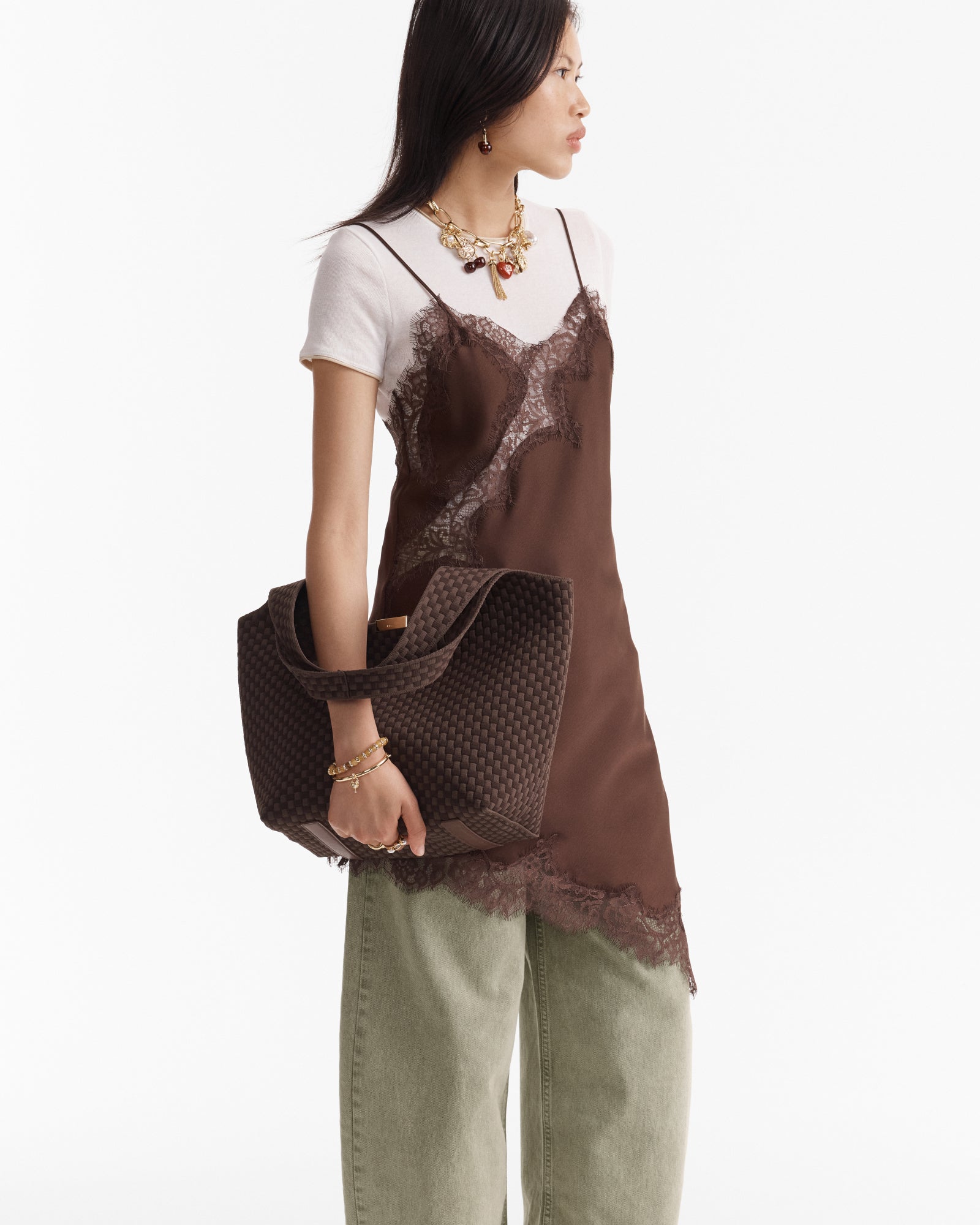 Amelie Basket Tote Bag - Chocolate