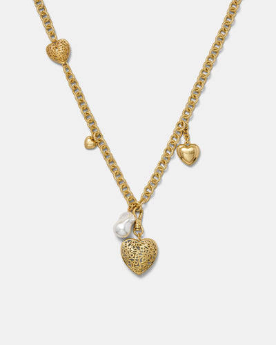 Fond Heart Long Necklace - Gold