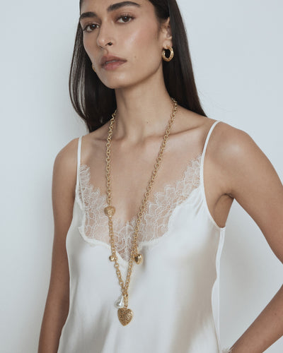 Fond Heart Long Necklace - Gold