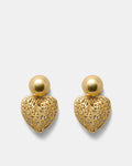 Fond Heart Drop Earrings - Gold