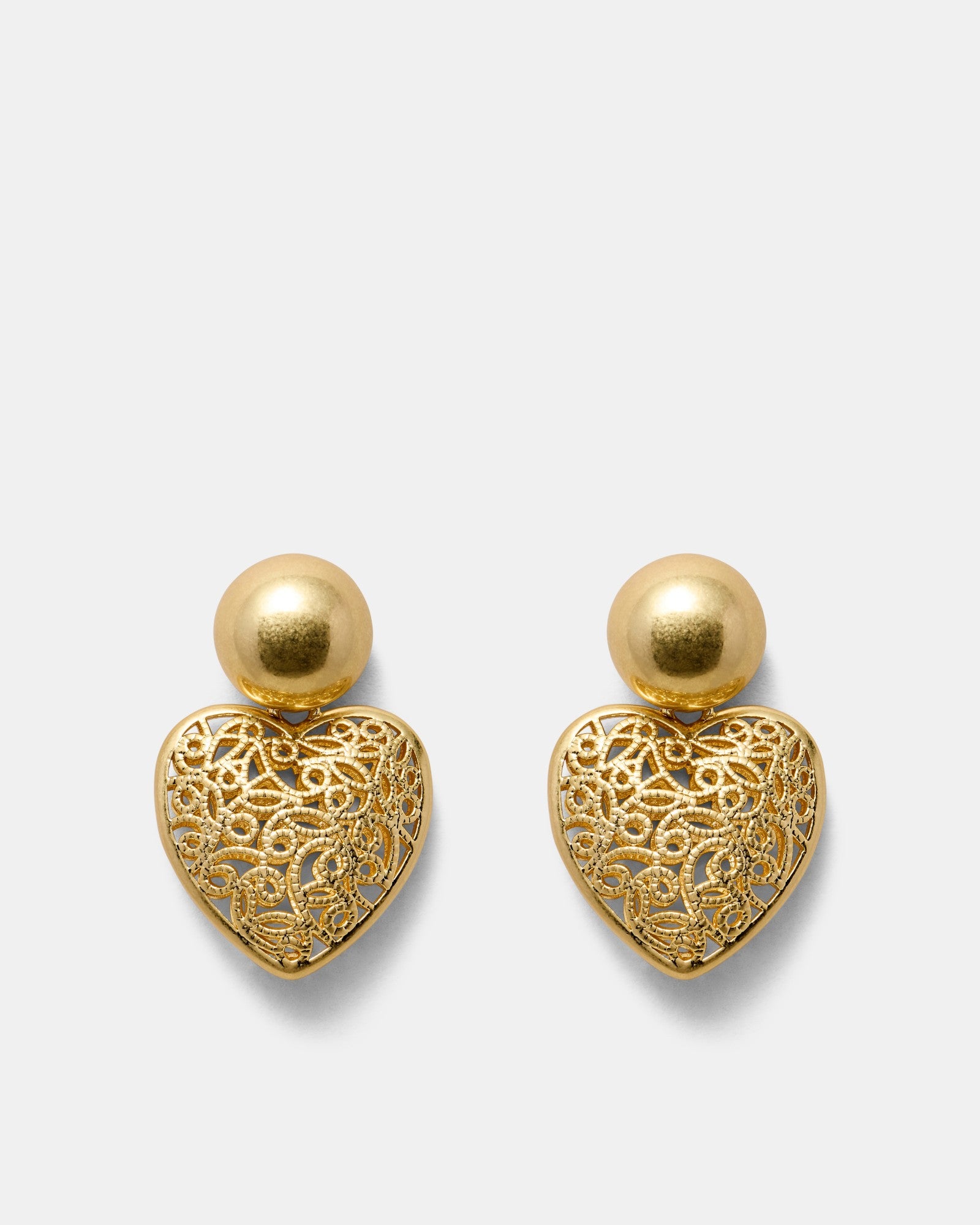 Fond Heart Drop Earrings - Gold