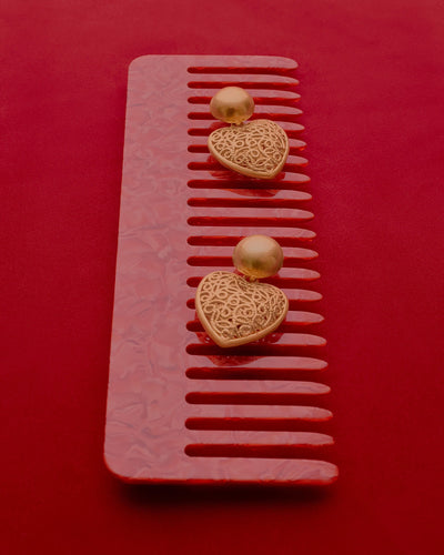 Fond Heart Drop Earrings - Gold