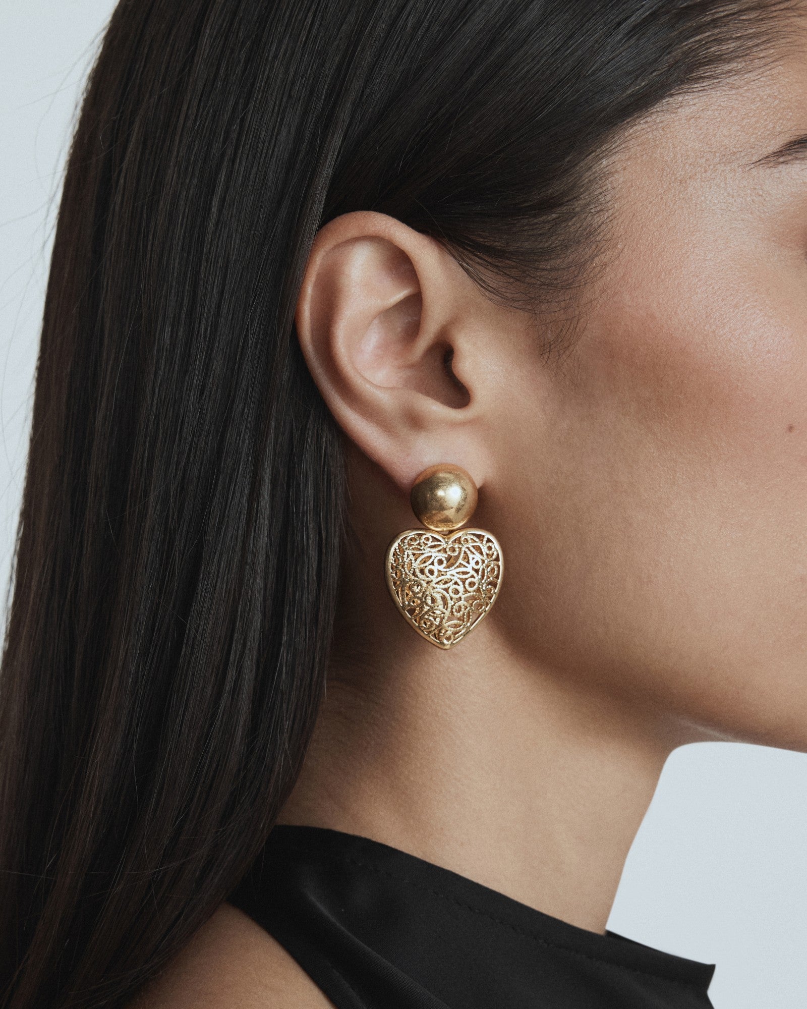 Fond Heart Drop Earrings - Gold