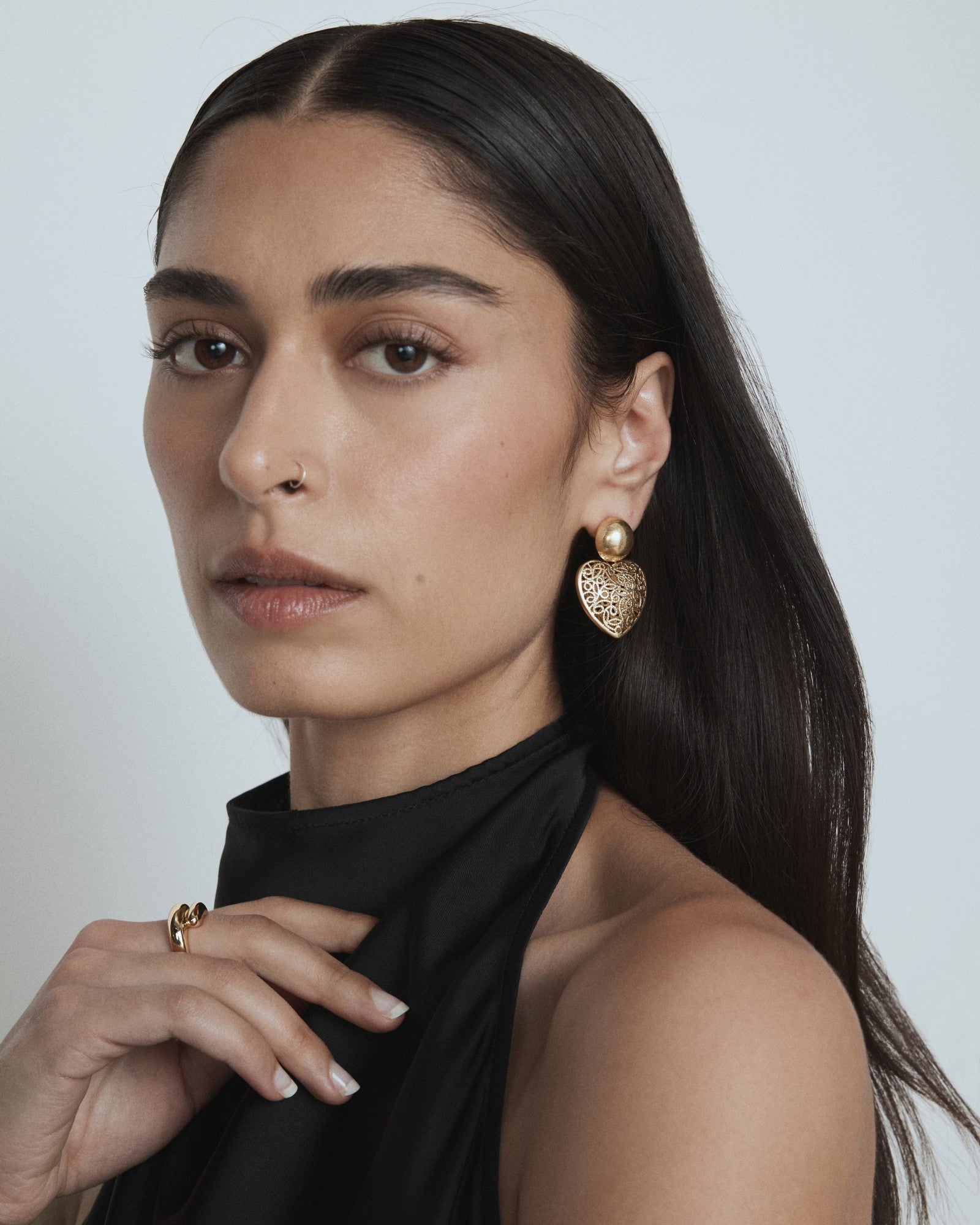 Fond Heart Drop Earrings - Gold