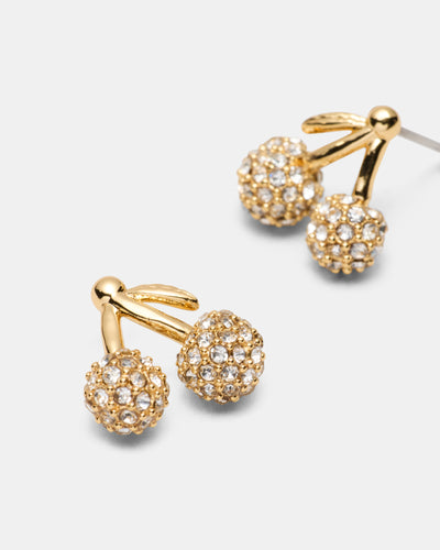 Cherry On Stud Earrings - Gold