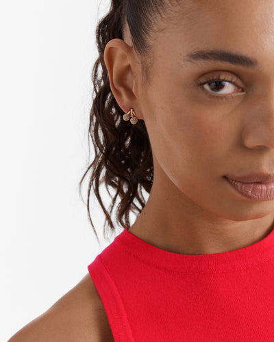 Cherry On Stud Earrings - Gold
