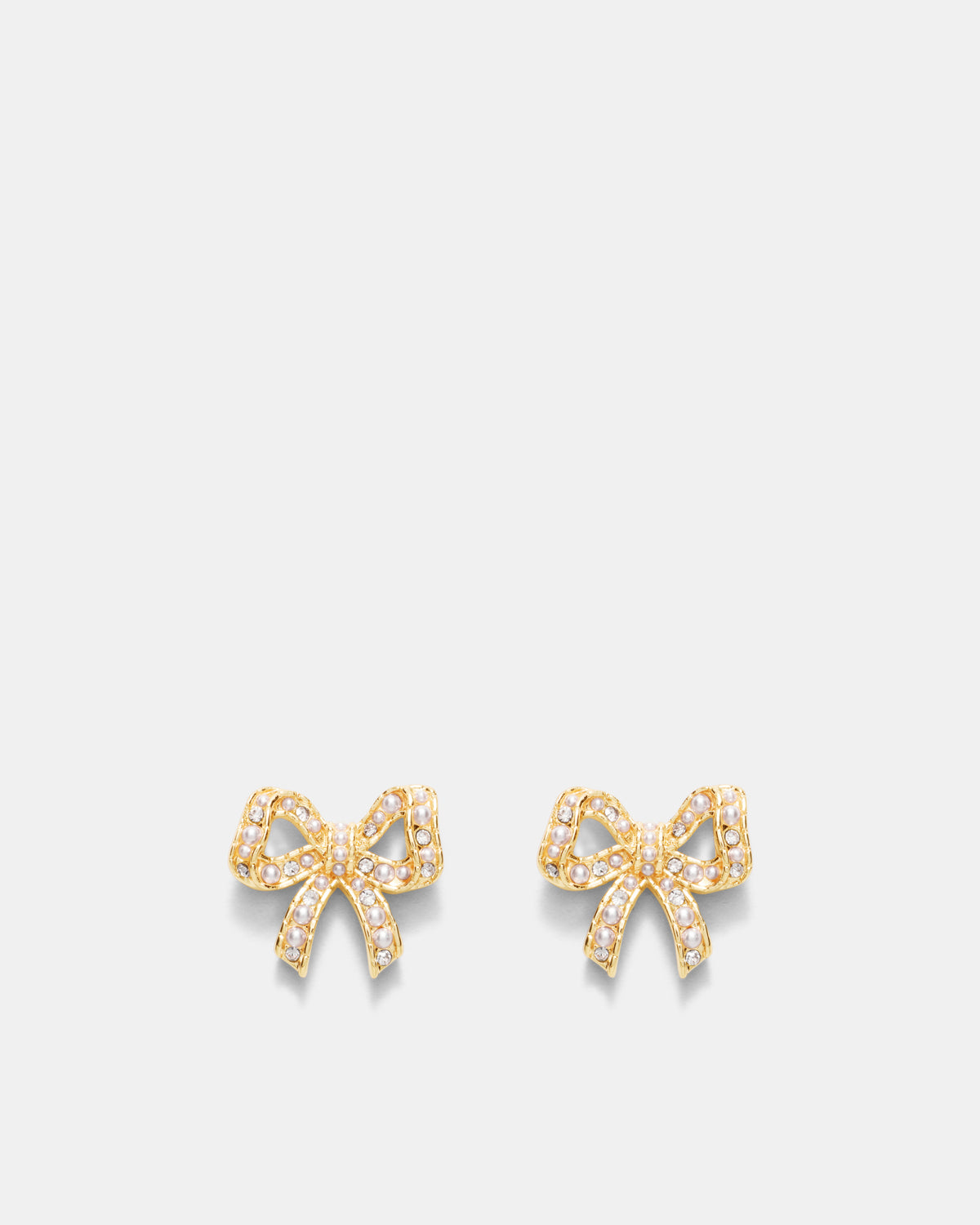 Tie A Bow Stud Earrings - Gold