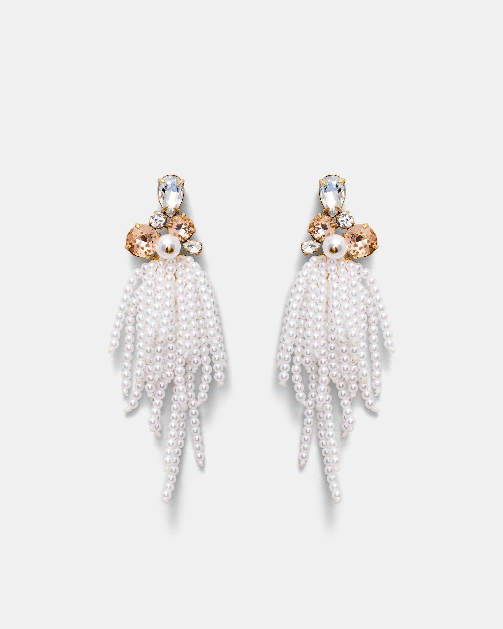 Gilded Fringe Earrings - Pearl