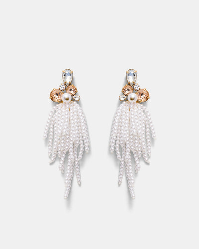 Gilded Fringe Earrings - Pearl