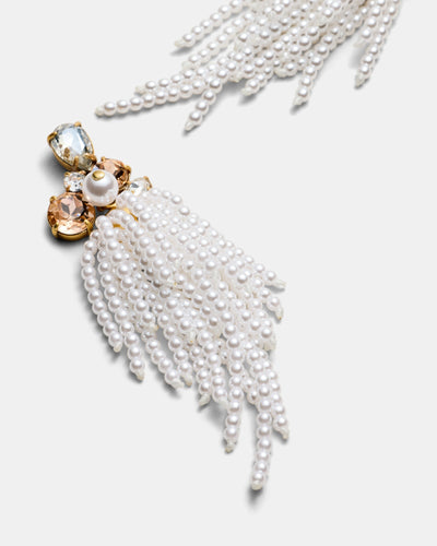 Gilded Fringe Earrings - Pearl