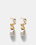 Gilded Pearl Hoop Earrings - Pearl
