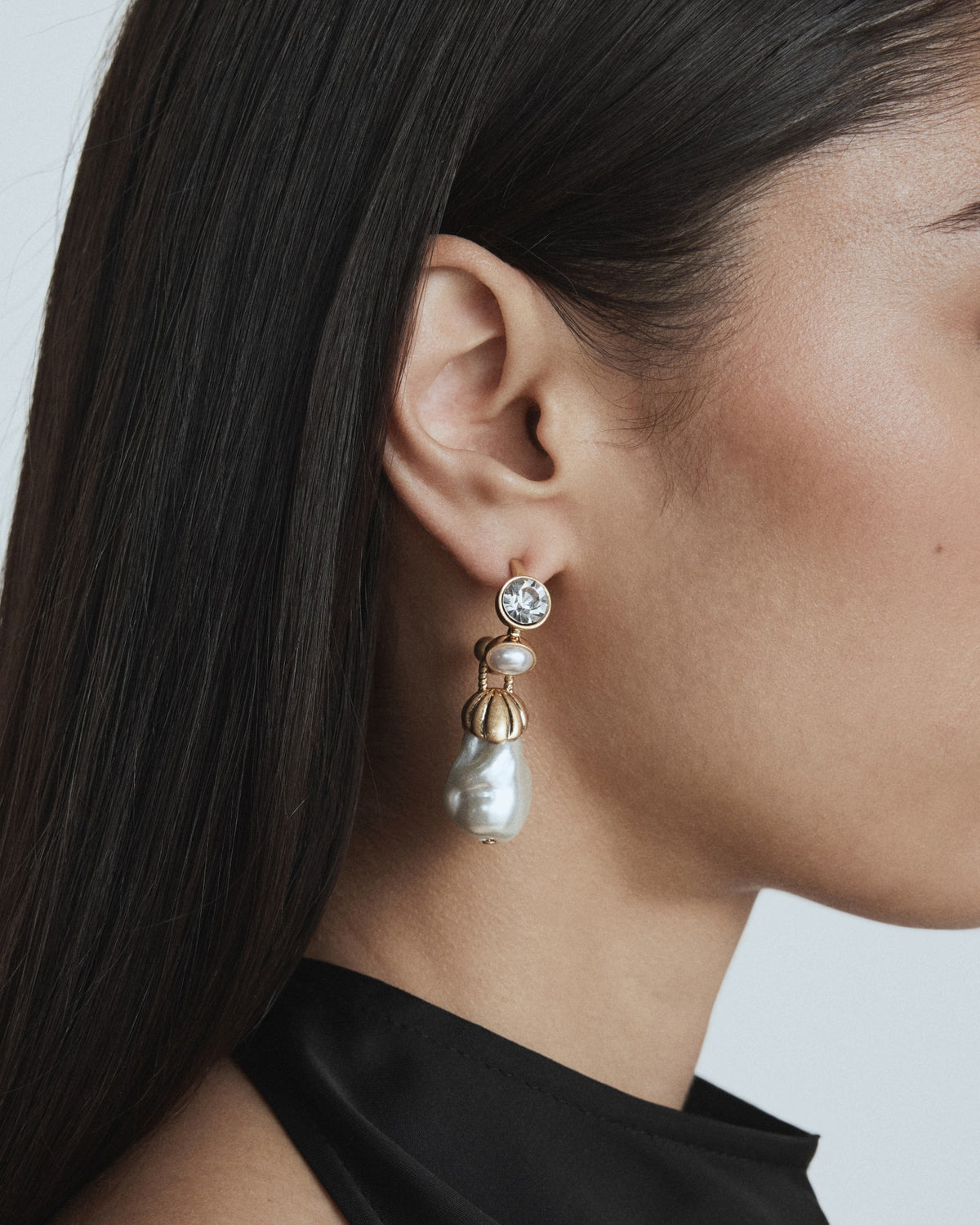 Gilded Pearl Hoop Earrings - Pearl