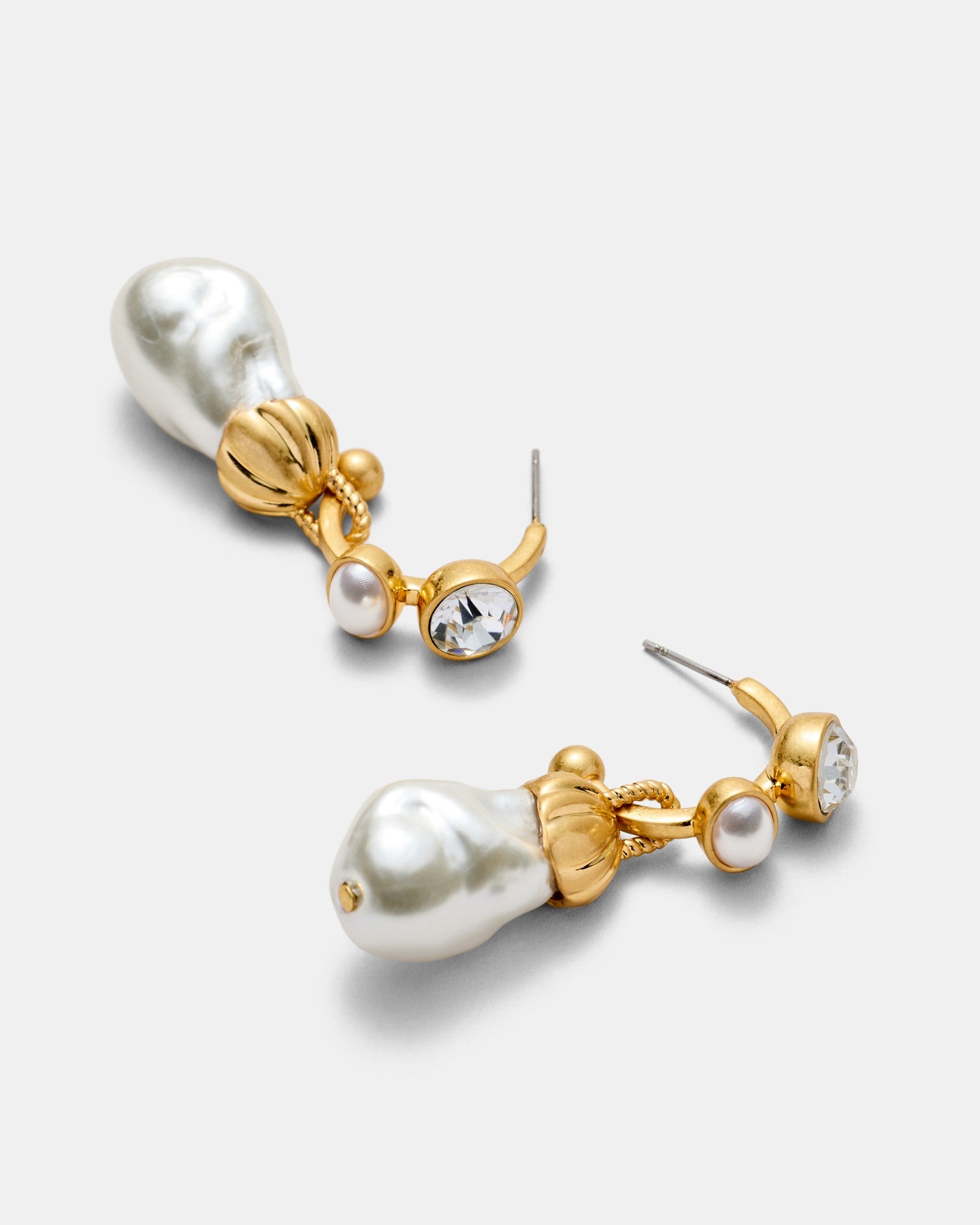 Gilded Pearl Hoop Earrings - Pearl