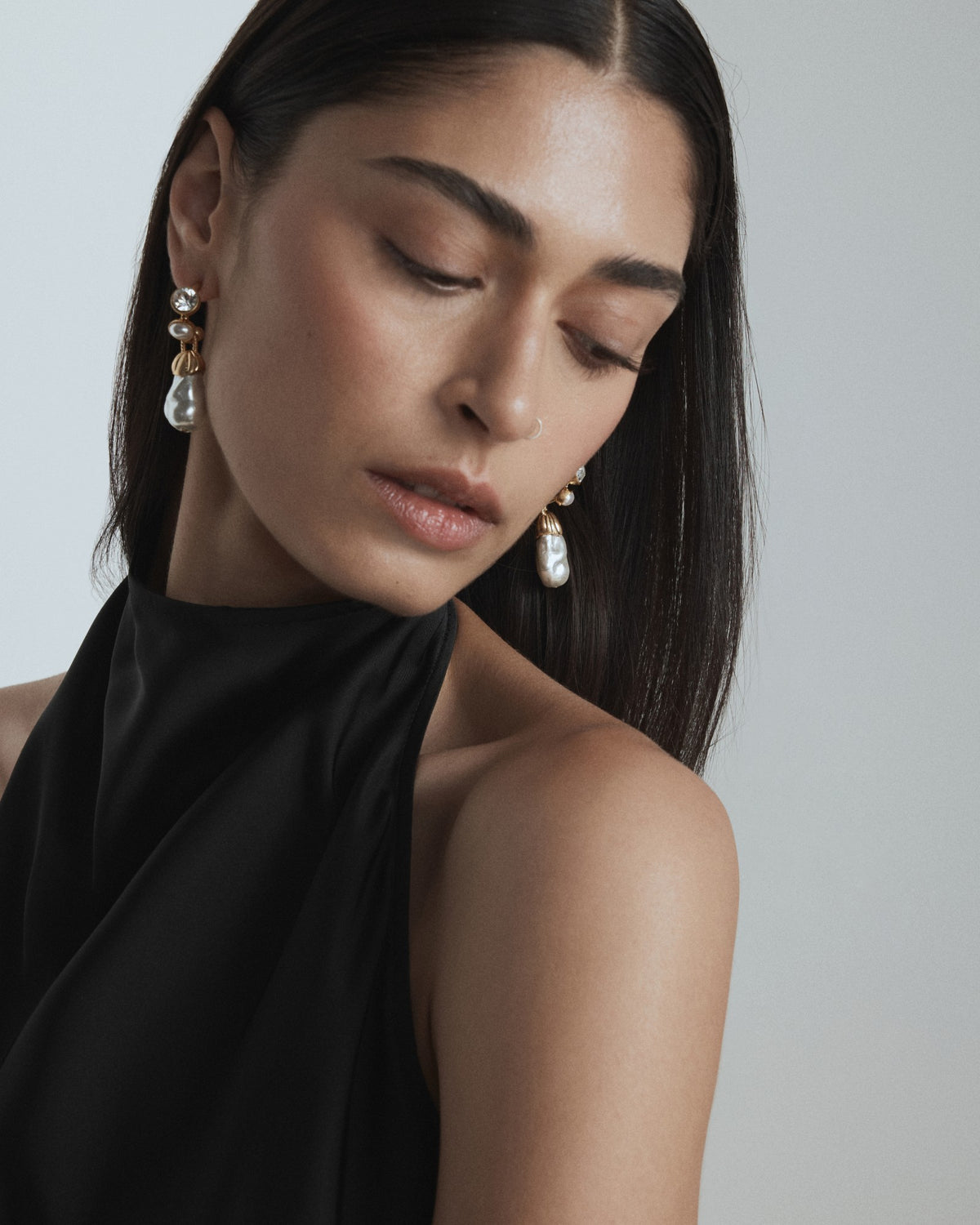 Gilded Pearl Hoop Earrings - Pearl