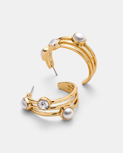 Borderline Hoop Earrings - Pearl