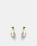 Gilded Pearl Drop Earrings - Pearl