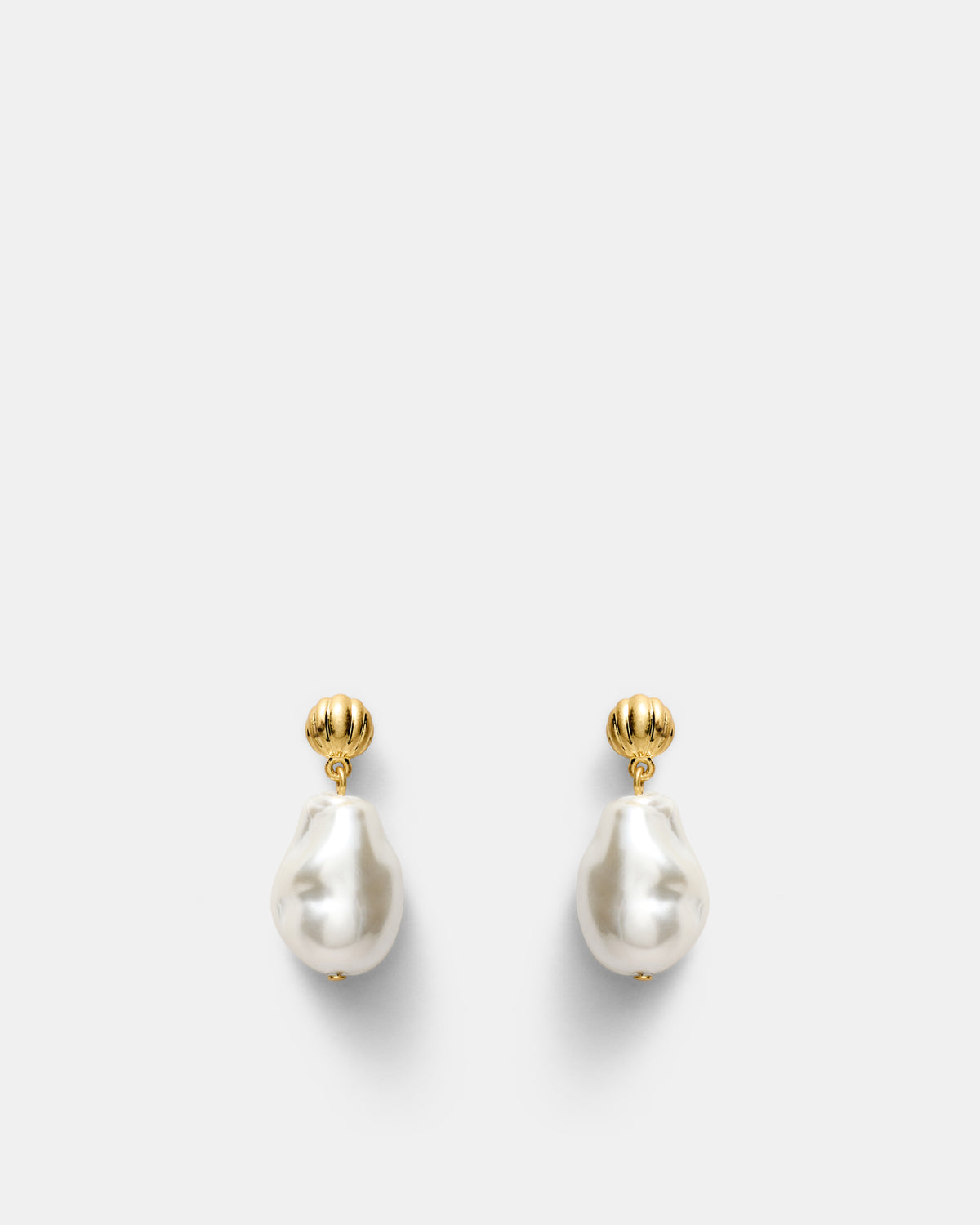 Gilded Pearl Drop Earrings - Pearl