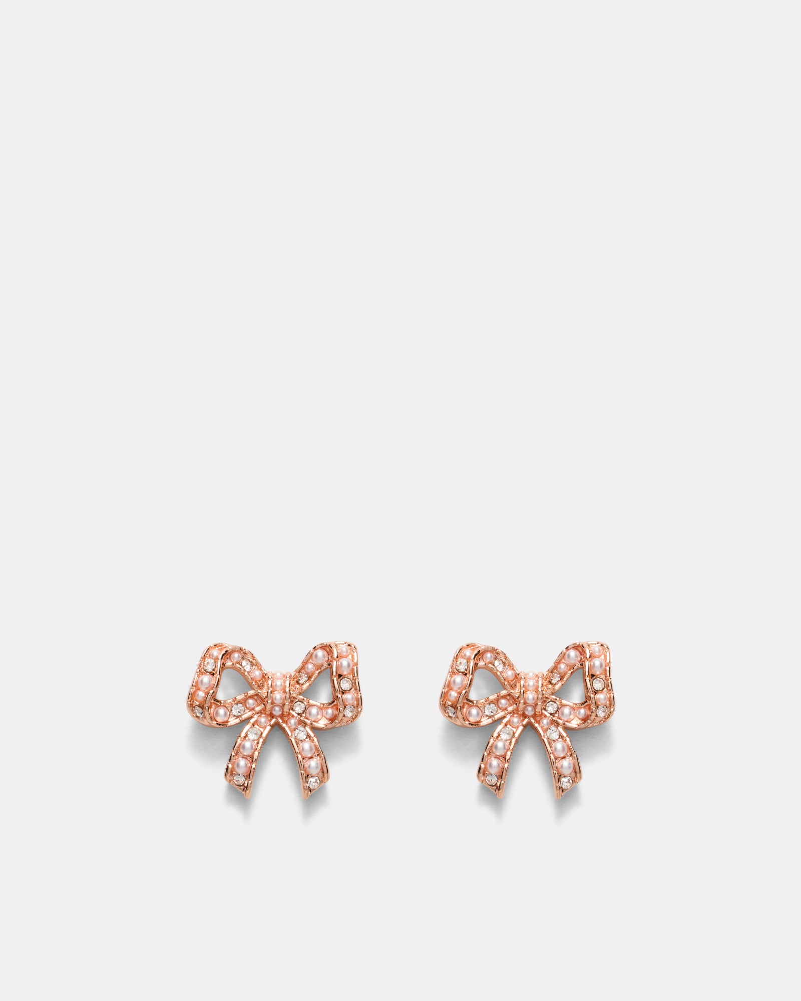 Tie A Bow Stud Earrings - Rose Gold