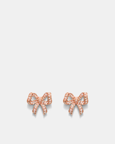 Tie A Bow Stud Earrings - Rose Gold