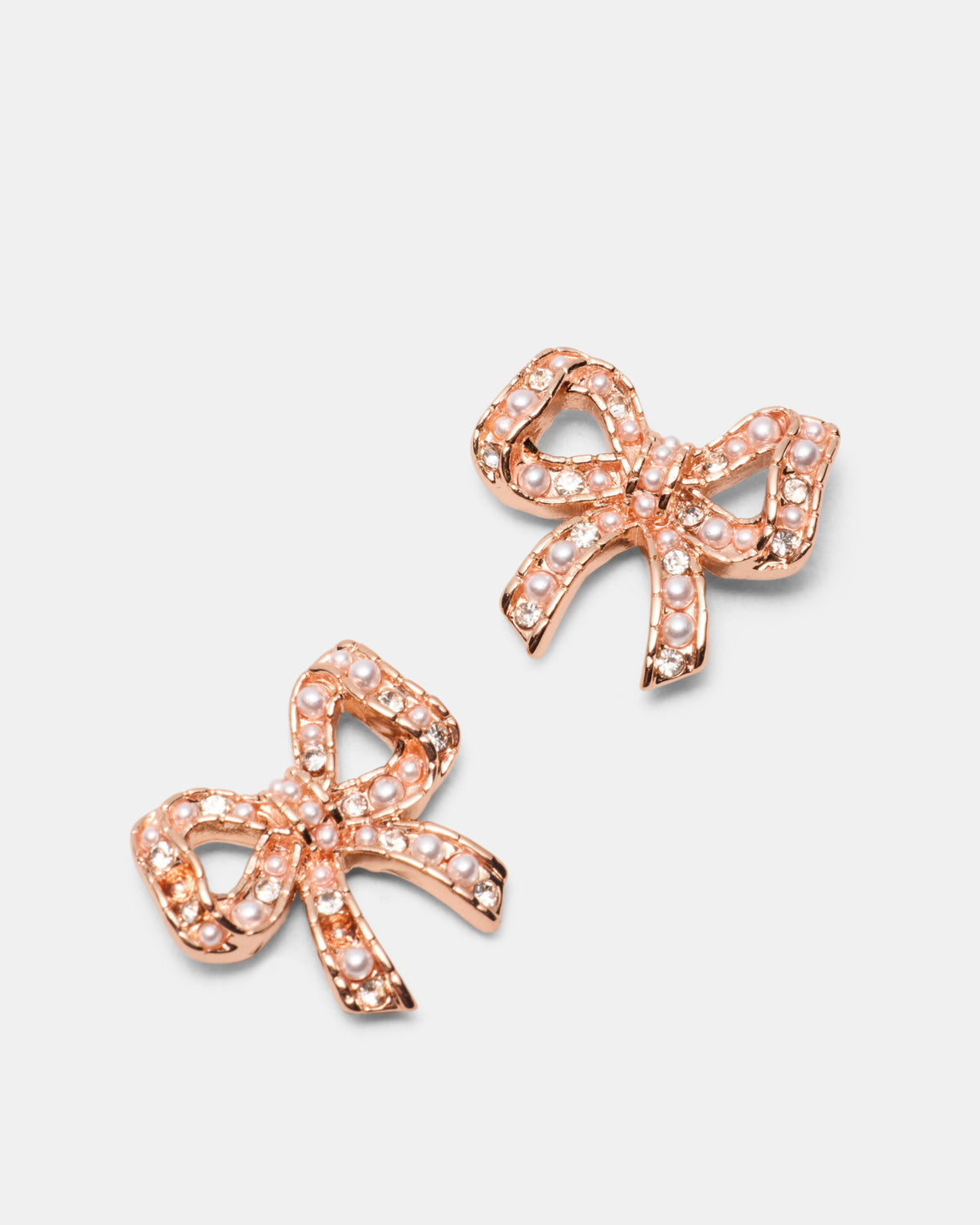 Tie A Bow Stud Earrings - Rose Gold