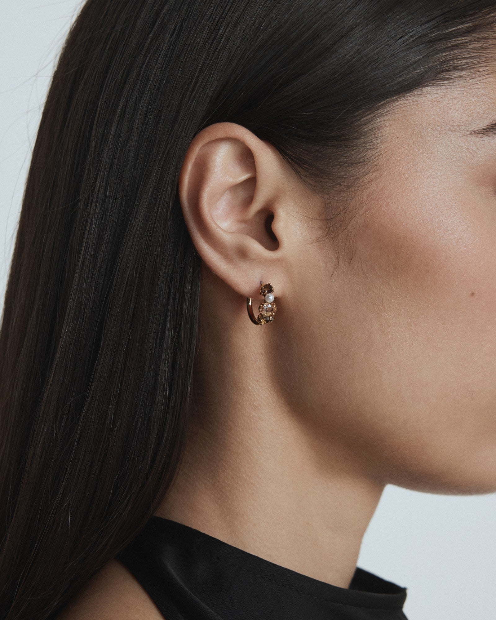 Bejewel Mini Hoop Earrings - TOFFEE