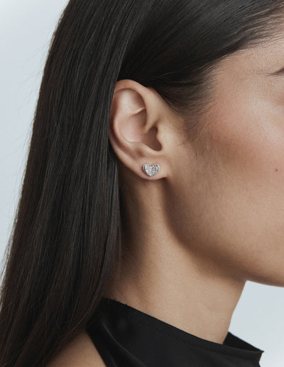 Heart To Heart Stud - Silver