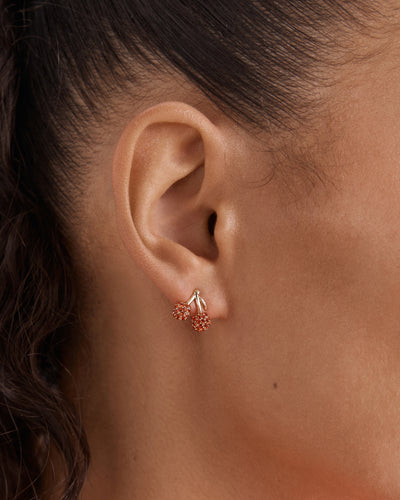 Cherry On Stud Earrings - Lipstick Red