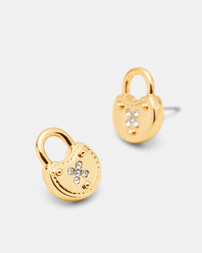Lockette Stud Earrings - Gold