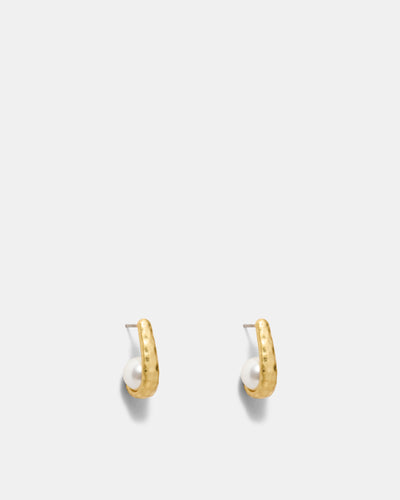 Forge Pearl Stud Earrings - Gold