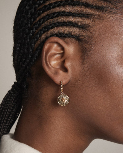La Chance Charm Hoop Earrings - Gold