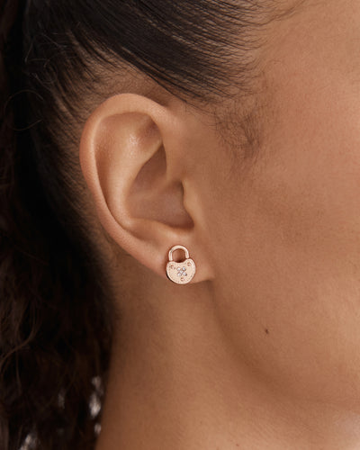 Lockette Stud Earrings - Rose Gold