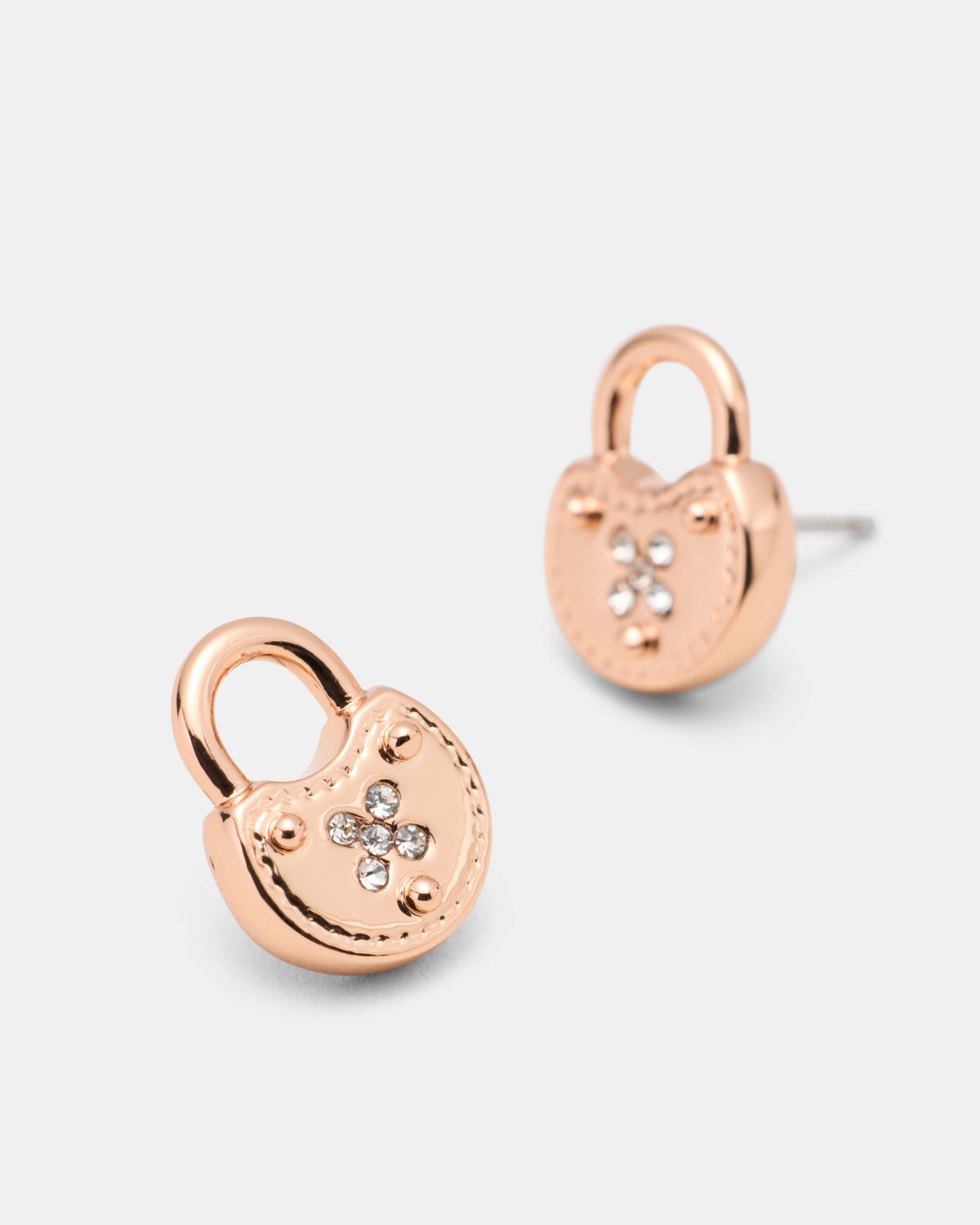 Lockette Stud Earrings - Rose Gold