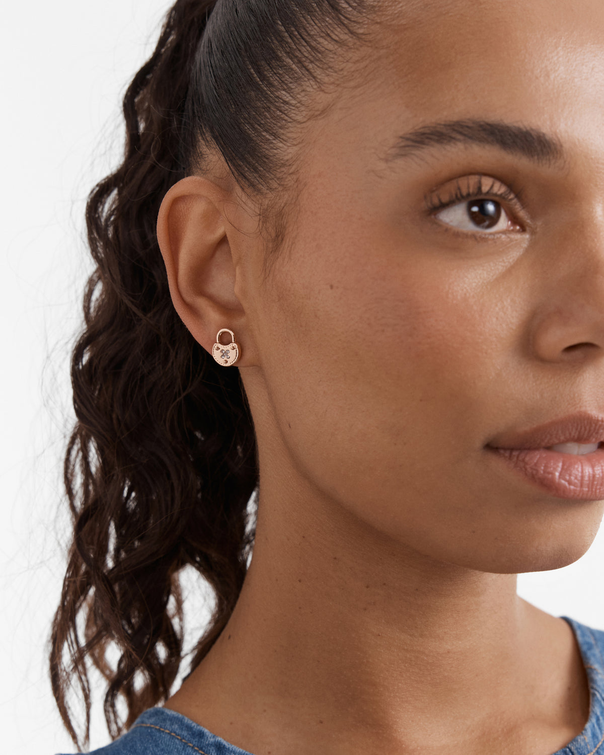 Lockette Stud Earrings - Rose Gold