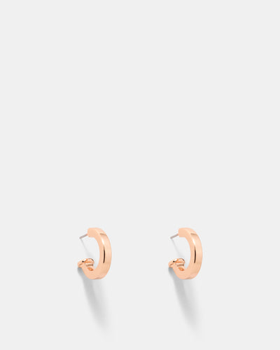 Lockette Charm Hoop Earrings - Rose Gold