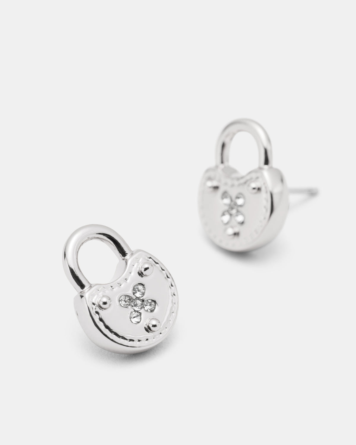 Lockette Stud Earrings - Silver