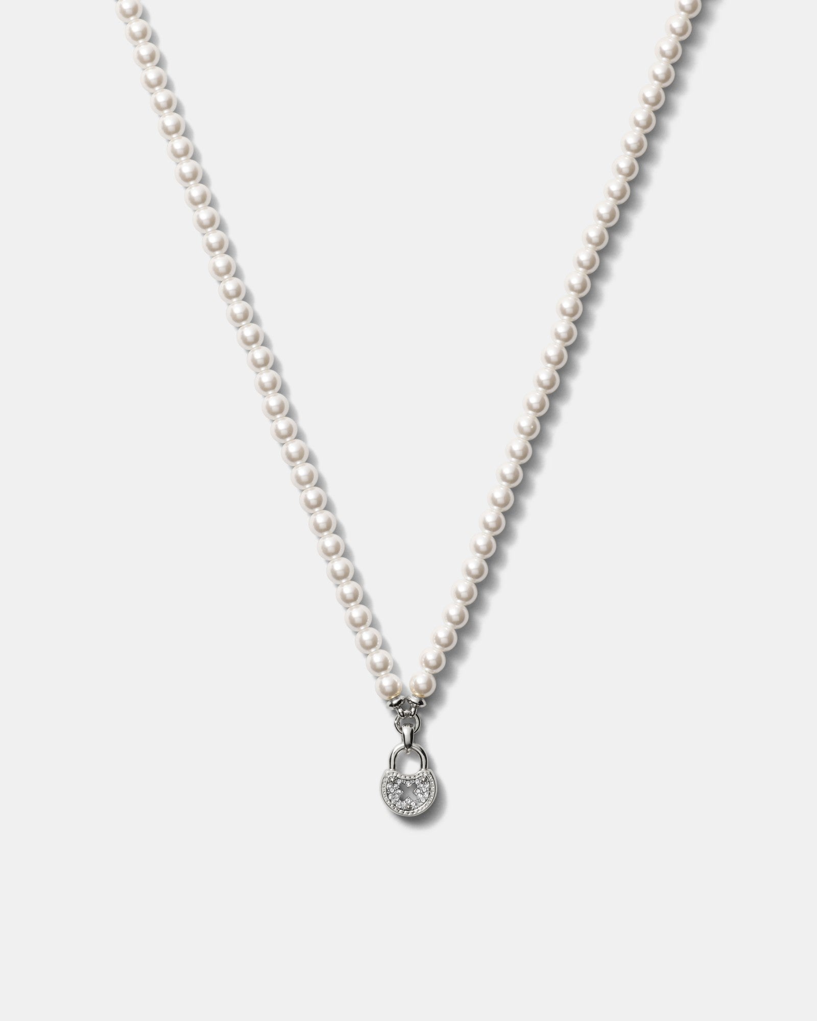 Lockette Pearl Necklace - Silver