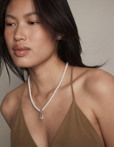Lockette Pearl Necklace - Silver
