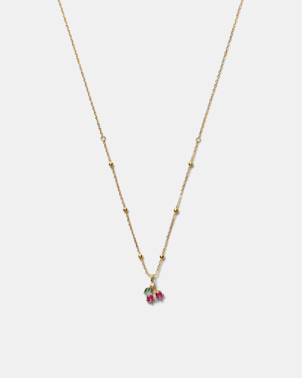 Petite Cherry Necklace - Lipstick Red