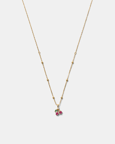 Petite Cherry Necklace - Lipstick Red