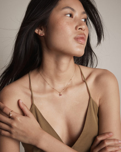Petite Cherry Necklace - Lipstick Red