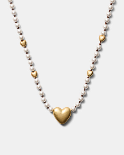 Upbeat Heart Necklace - Pearl