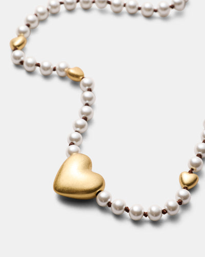 Upbeat Heart Necklace - Pearl