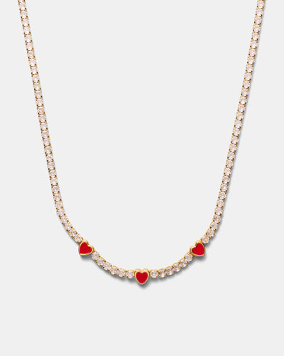 Lover Heart Necklace - Lipstick Red
