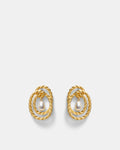 Twine Pearl Stud Earrings - Gold