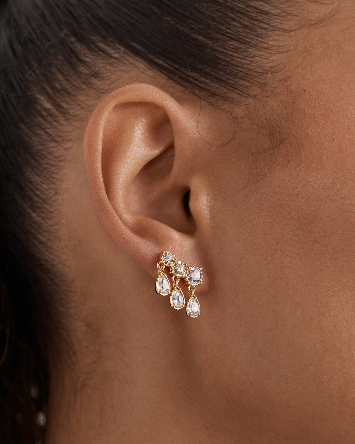 Crystalline Stud Earrings - Gold