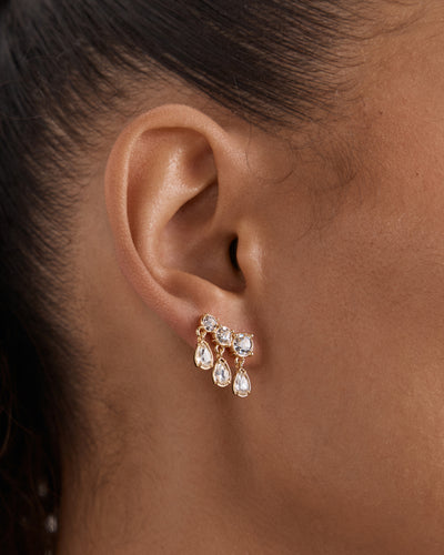 Crystalline Stud Earrings - Gold