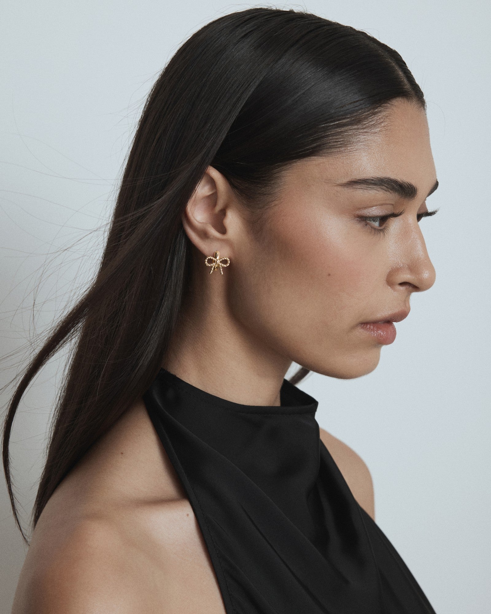 Tie A Bow Hoop Earrings - Gold